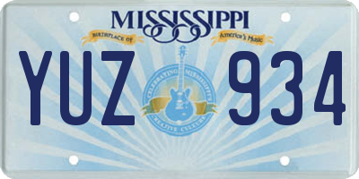 MS license plate YUZ934