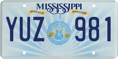 MS license plate YUZ981