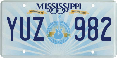 MS license plate YUZ982