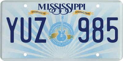 MS license plate YUZ985
