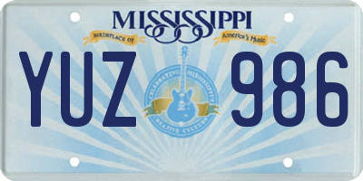MS license plate YUZ986