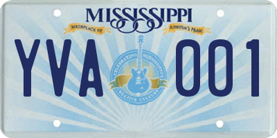 MS license plate YVA001