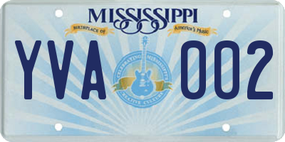 MS license plate YVA002
