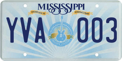 MS license plate YVA003
