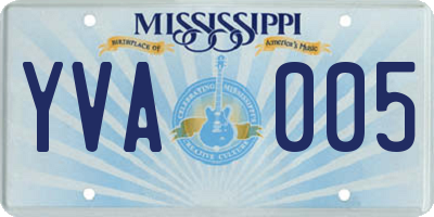 MS license plate YVA005