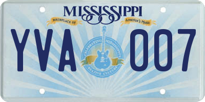 MS license plate YVA007