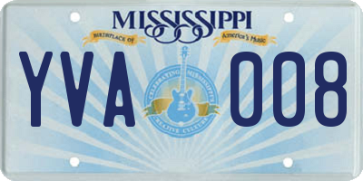 MS license plate YVA008