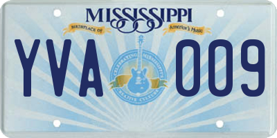 MS license plate YVA009