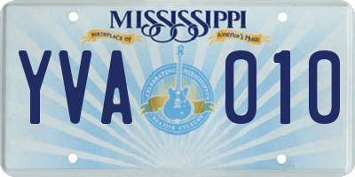 MS license plate YVA010