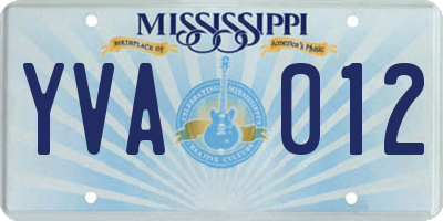 MS license plate YVA012