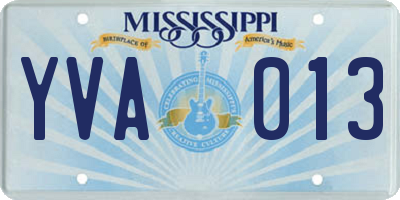 MS license plate YVA013