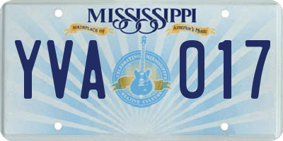 MS license plate YVA017