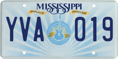 MS license plate YVA019
