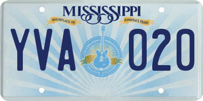 MS license plate YVA020