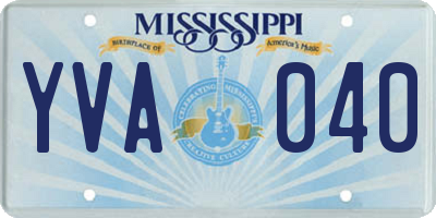 MS license plate YVA040