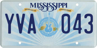 MS license plate YVA043