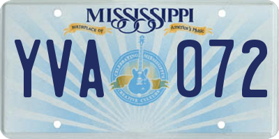 MS license plate YVA072