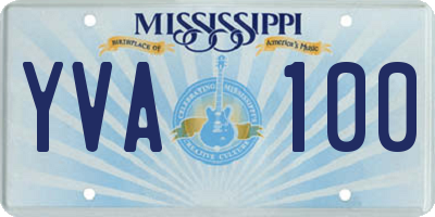 MS license plate YVA100