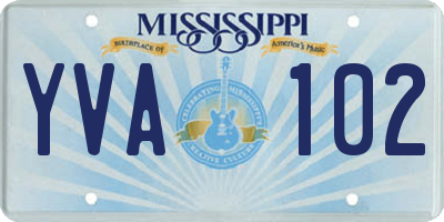 MS license plate YVA102