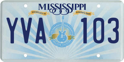 MS license plate YVA103