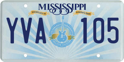 MS license plate YVA105