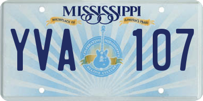 MS license plate YVA107