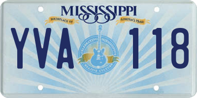 MS license plate YVA118