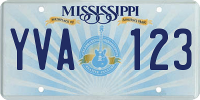 MS license plate YVA123