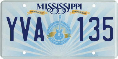 MS license plate YVA135