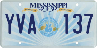 MS license plate YVA137