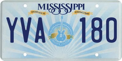 MS license plate YVA180