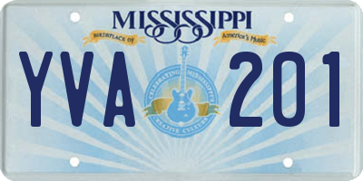 MS license plate YVA201