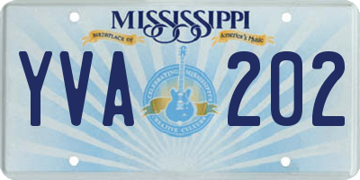 MS license plate YVA202