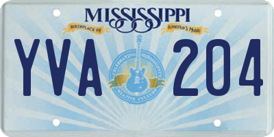 MS license plate YVA204