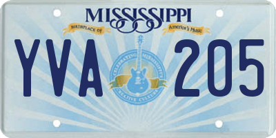 MS license plate YVA205