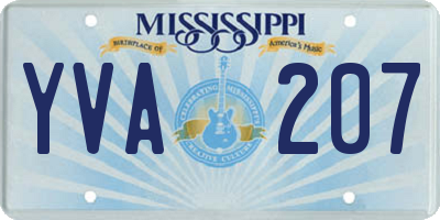 MS license plate YVA207