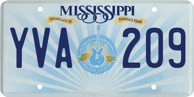 MS license plate YVA209
