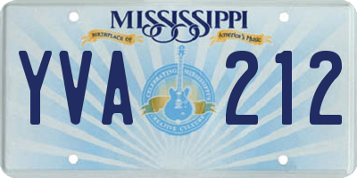 MS license plate YVA212