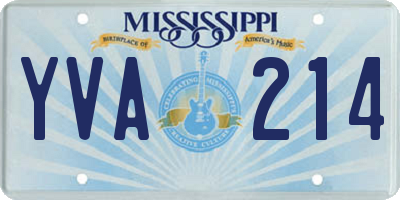 MS license plate YVA214