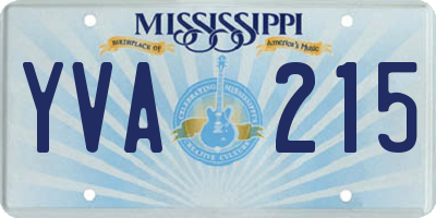 MS license plate YVA215