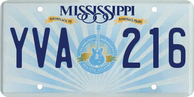 MS license plate YVA216