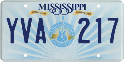MS license plate YVA217