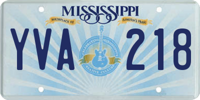 MS license plate YVA218