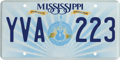 MS license plate YVA223