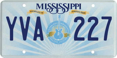 MS license plate YVA227