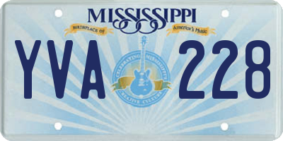 MS license plate YVA228