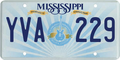 MS license plate YVA229