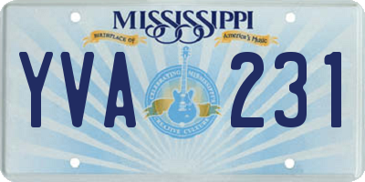 MS license plate YVA231