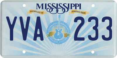 MS license plate YVA233