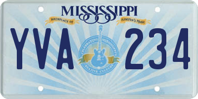 MS license plate YVA234